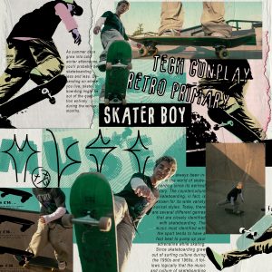 Graphic composition of skater photoshoot by Muse Editorial